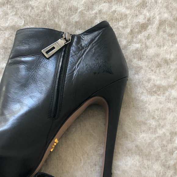 PRADA black leather platform booties- size 37.5 - Picture 5 of 6